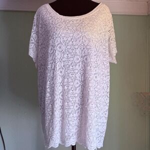 89th & Madison White Lace Overlay Blouse –‎ Size 2X